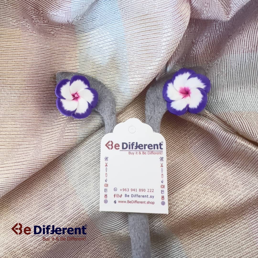 Be Different - Earrings Flower White & Mauve Big
