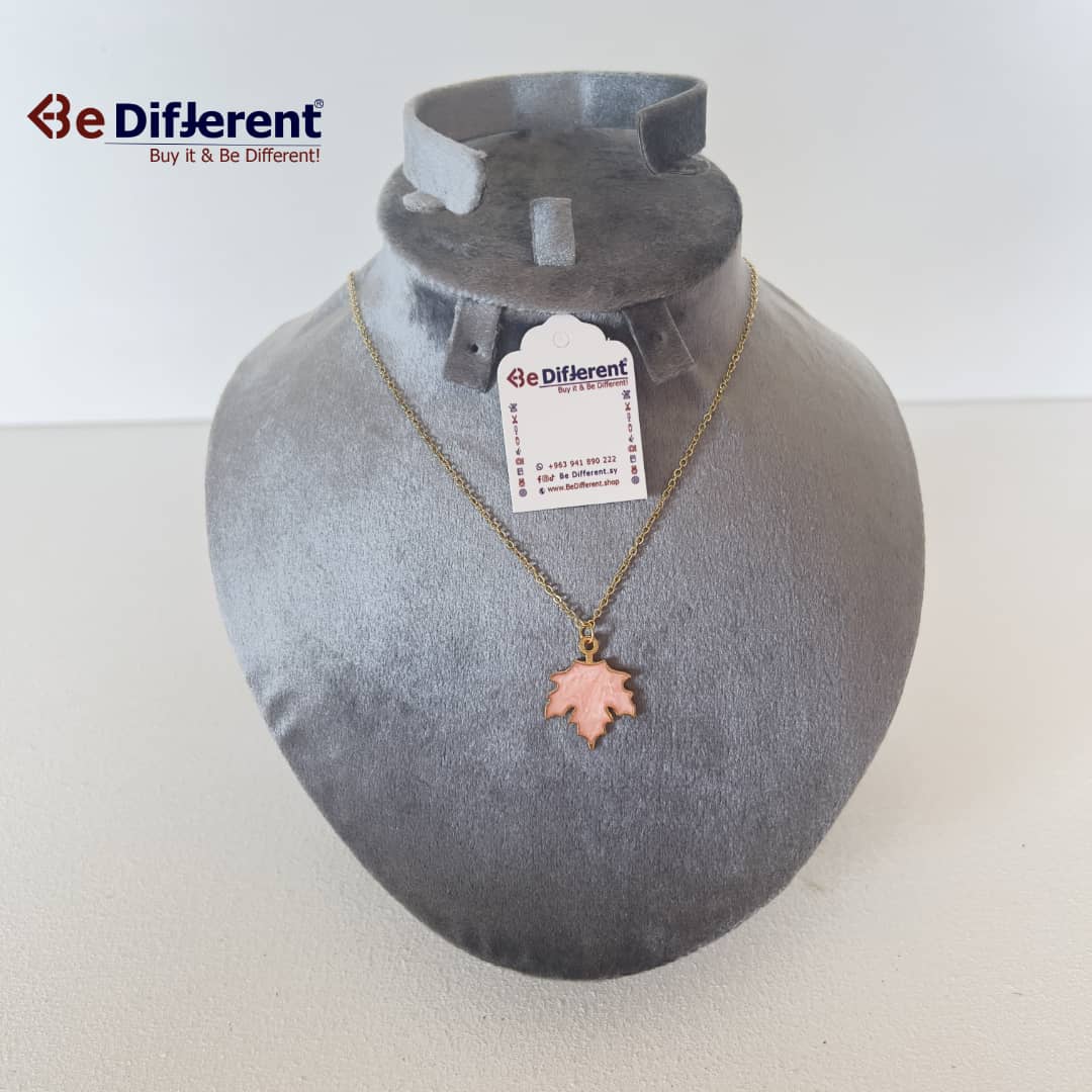 Be Different - Necklace Autumn Leaf & Golden Steel
