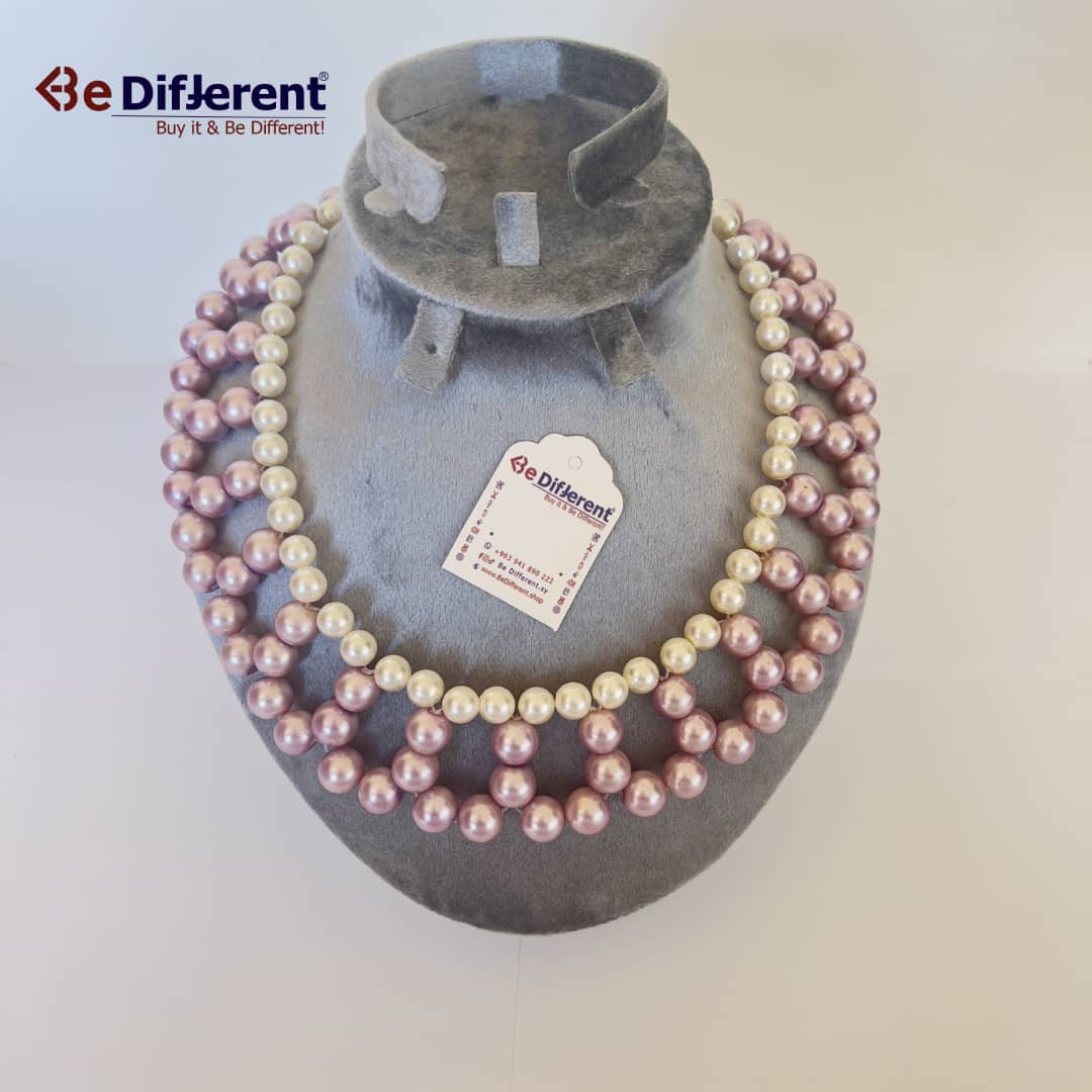 Be Different - Necklace White & Mauve Pearls