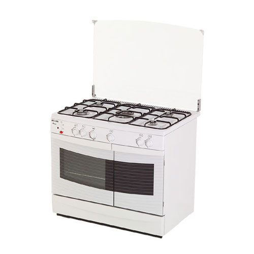 HiLife -  Super Pratique Turbo Gas Range with Oven 5 Burner White glass cover NP1W9