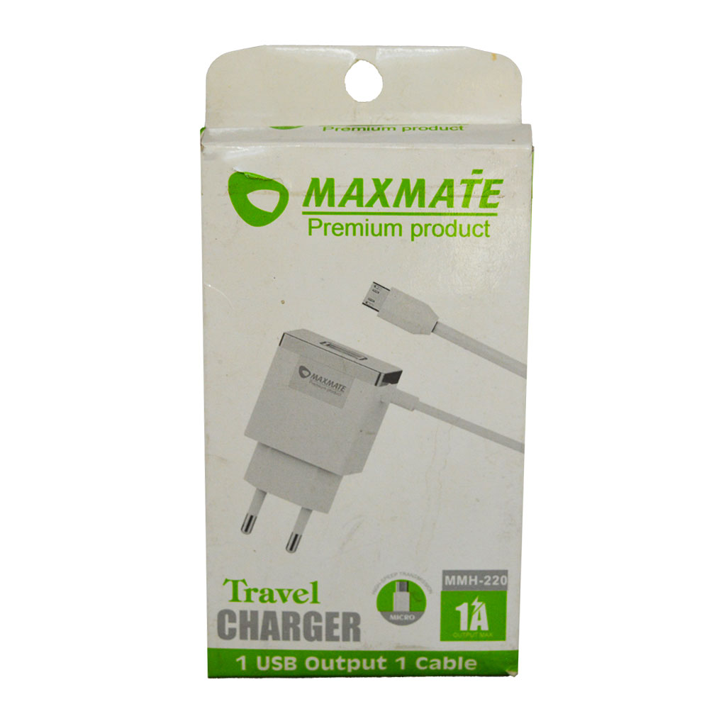 ماكس ميت - شاحن 1A  ميكرو + مأخذ MMH-220 USB