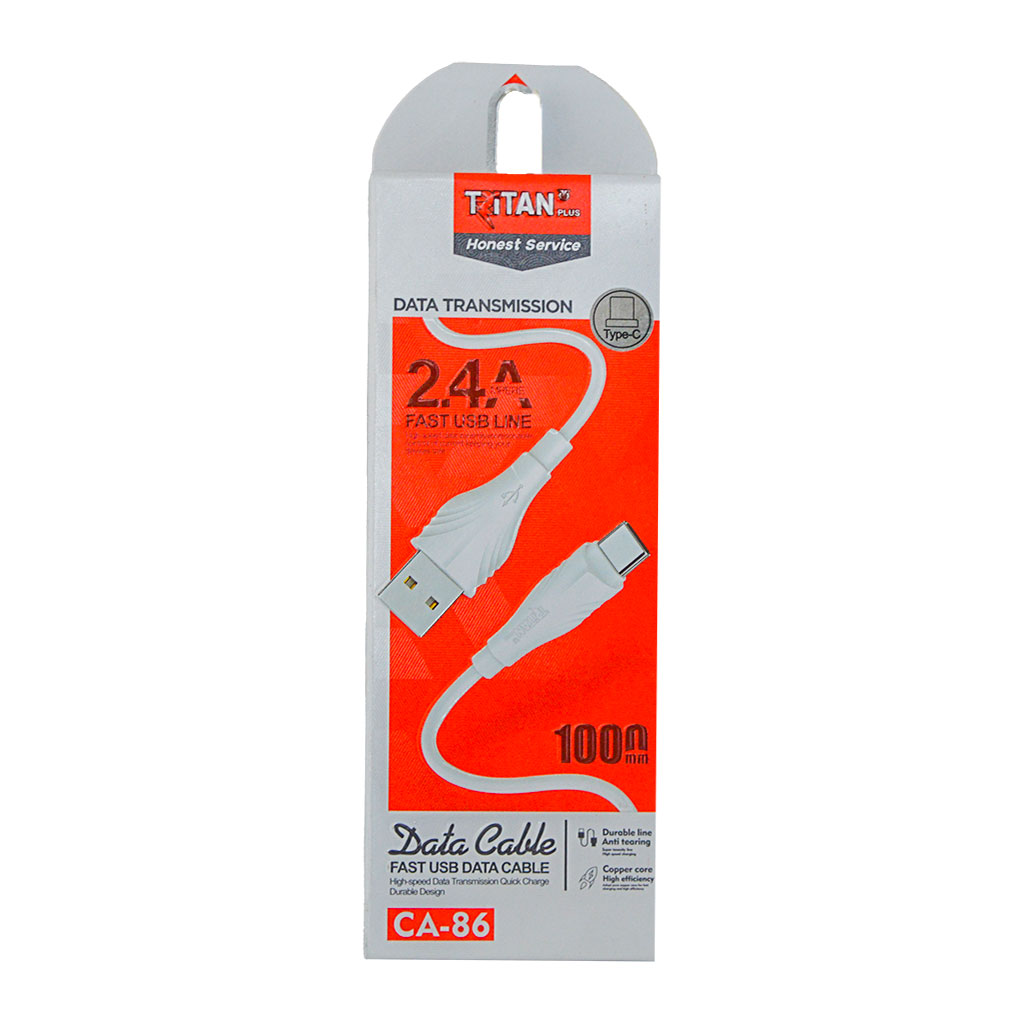 TiTAN - Data Cable 2.4A Type C 1 m White TRANSMISSION CA-86