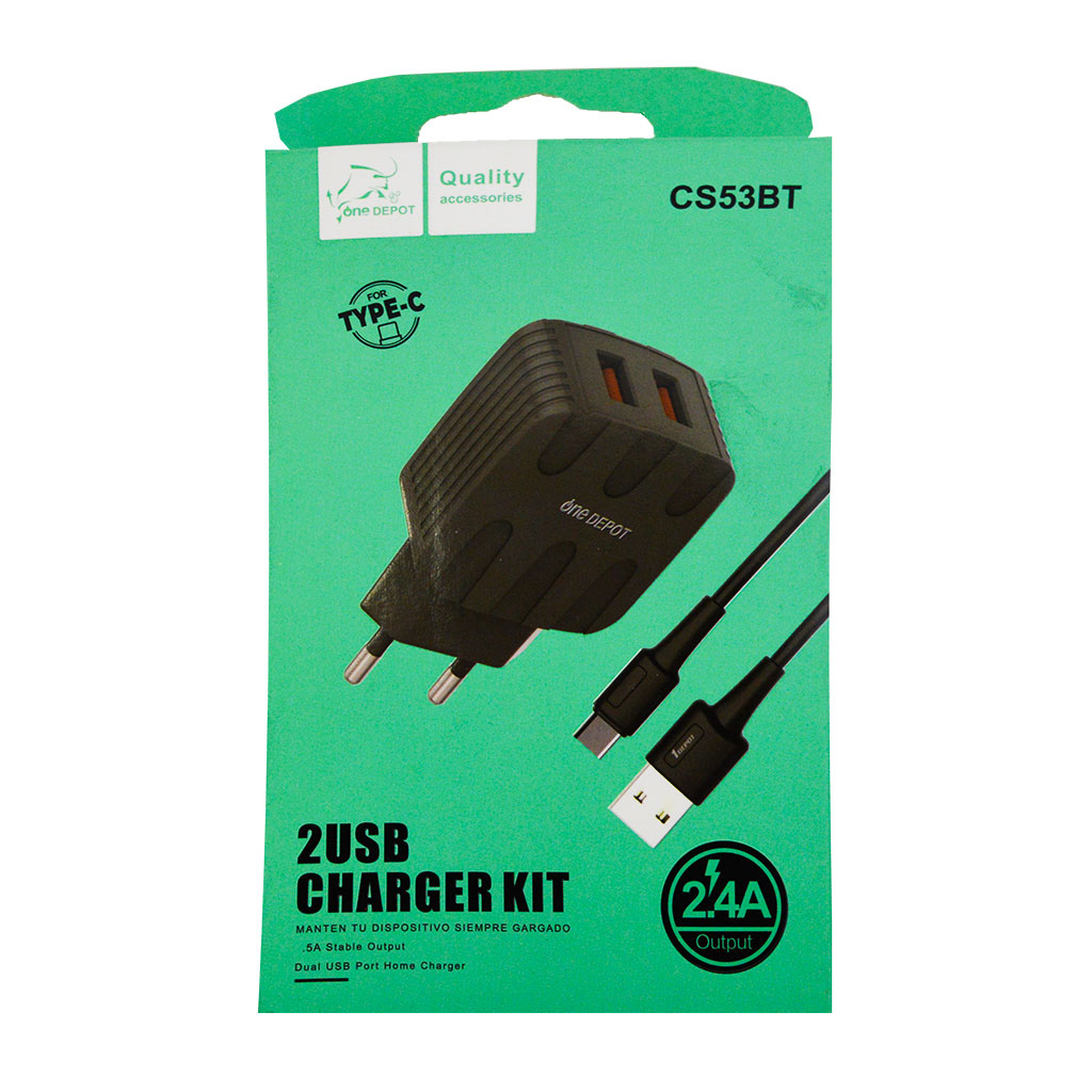 ديبوت 1 - شاحن سريع 2.4A تايب سي + مأخذUSB   اضافي  CS53BT
