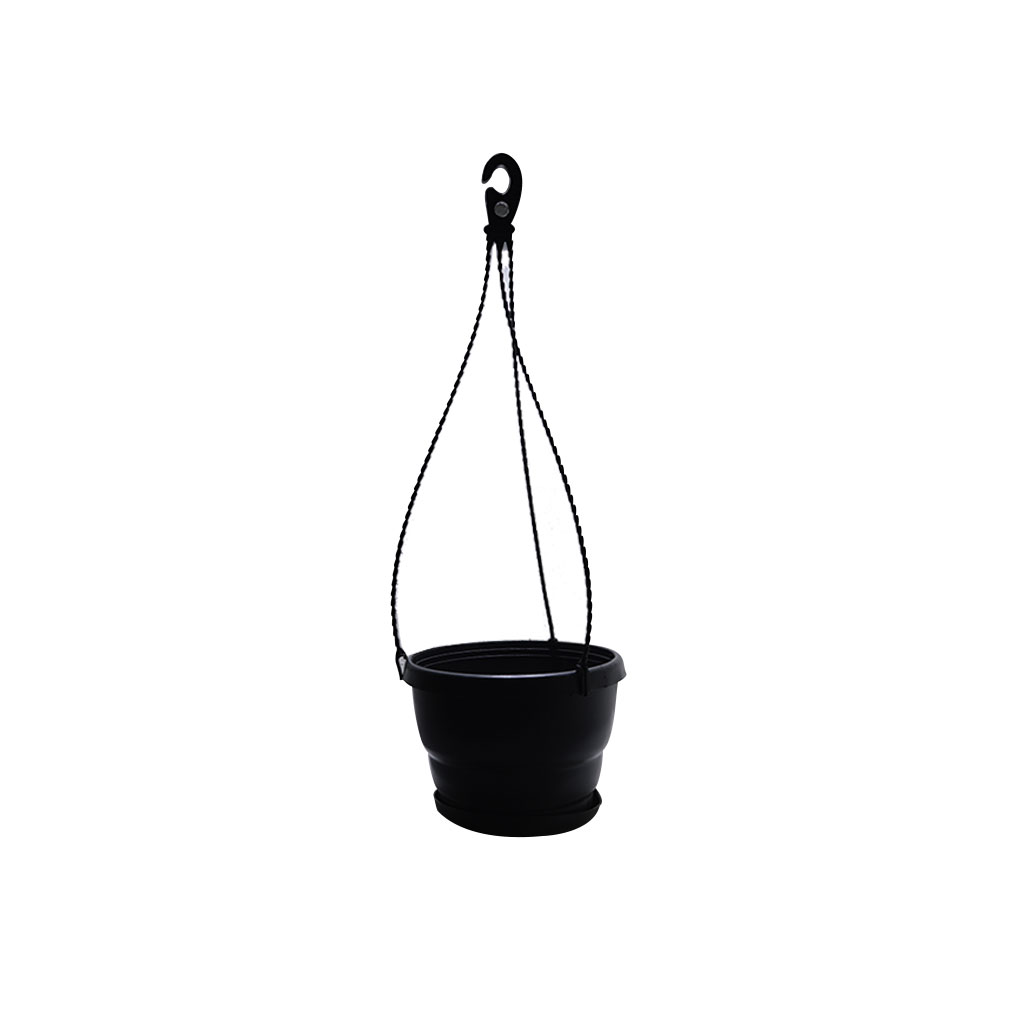Balaa Plast - Plastic Hanging Flowerpot with Tray  Black