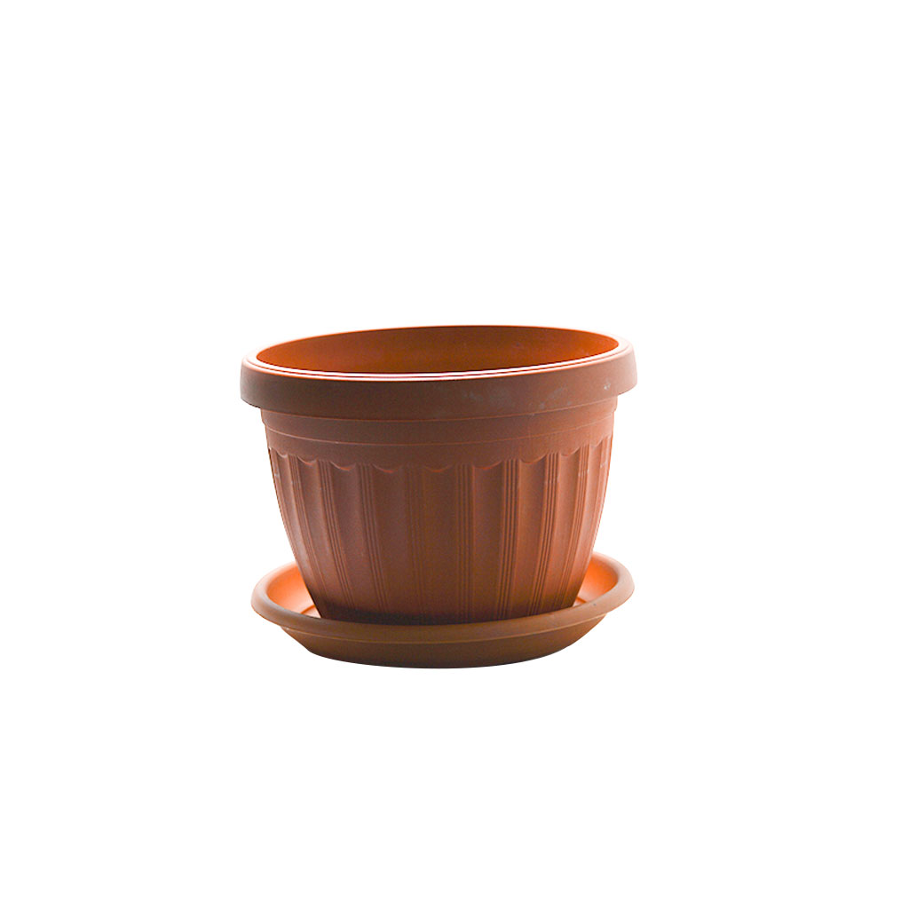 Balaa Plast - Plastic Gardenia Pot with Tray Brick