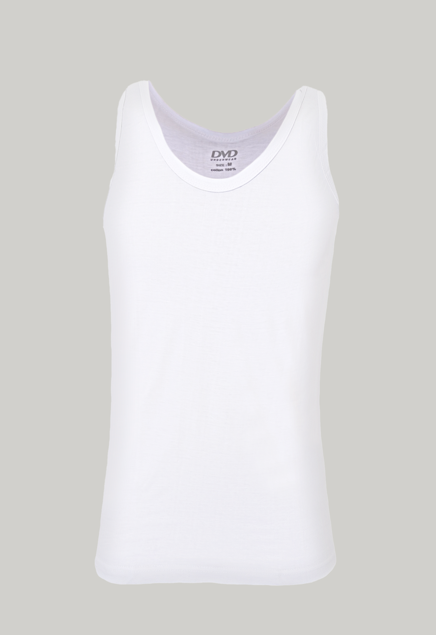 DVD - Sleeveless Men's Underwear Shirt  Soft 100% Cotton White