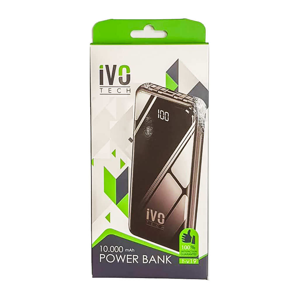 ivo TECH - Power Bank 10,000 maH 2 QC Port t-v19