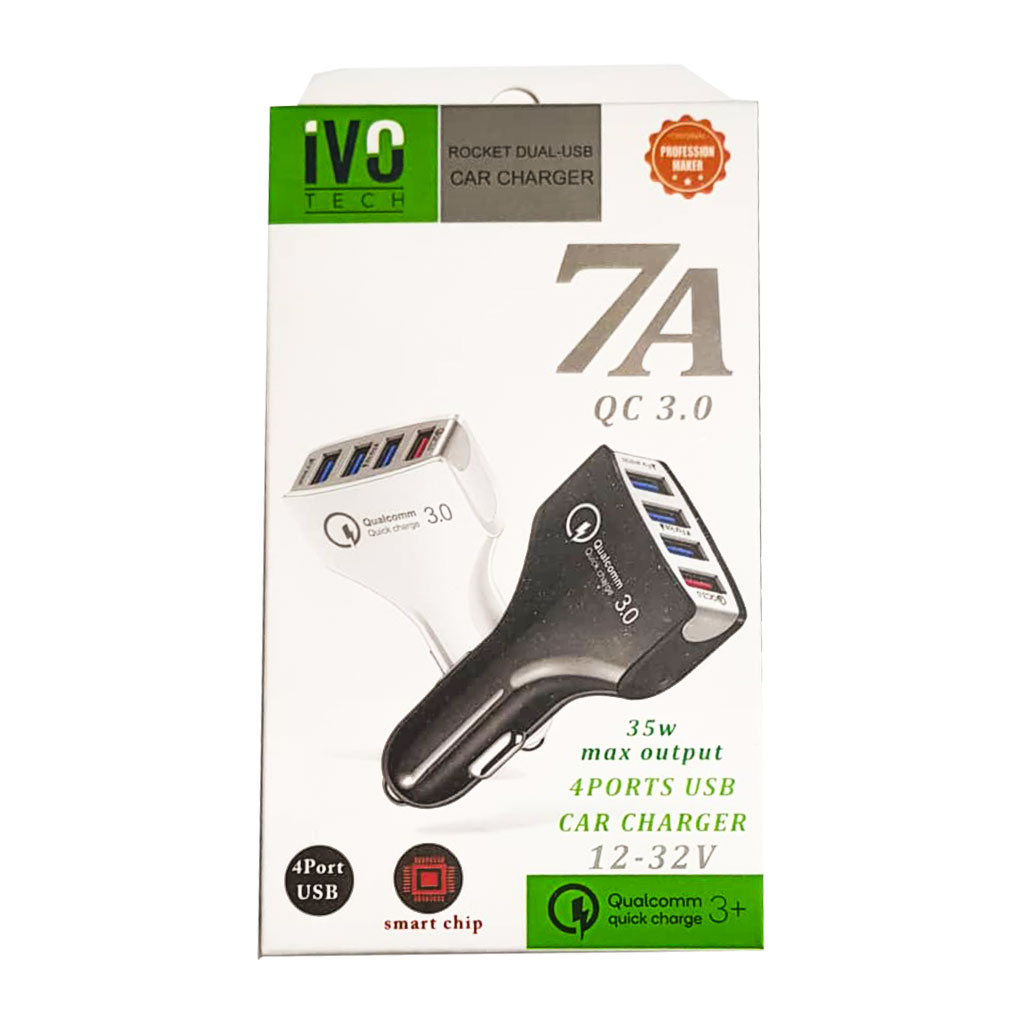 ivo TECH - Car Quick Charger 7A 35W Output 12-32V 4 USB ports