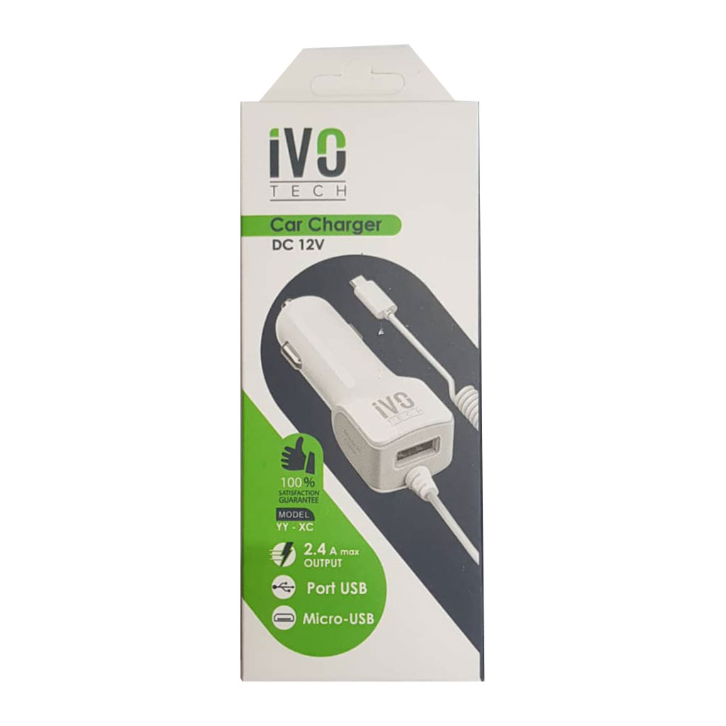 ivo TECH - Car Charger 2.4A DC 12V Micro 1 USB Port YY-XC