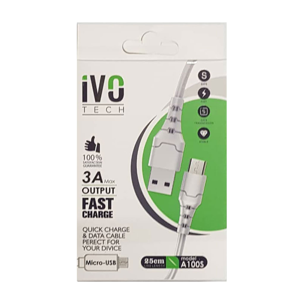 ivo TECH - Fast Charge Data Cable 3A Micro 25CM White A100S