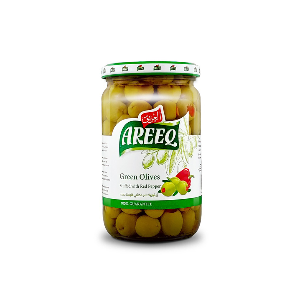 Areeq - Green Olives stuffed with Red Pepper 400 Grams