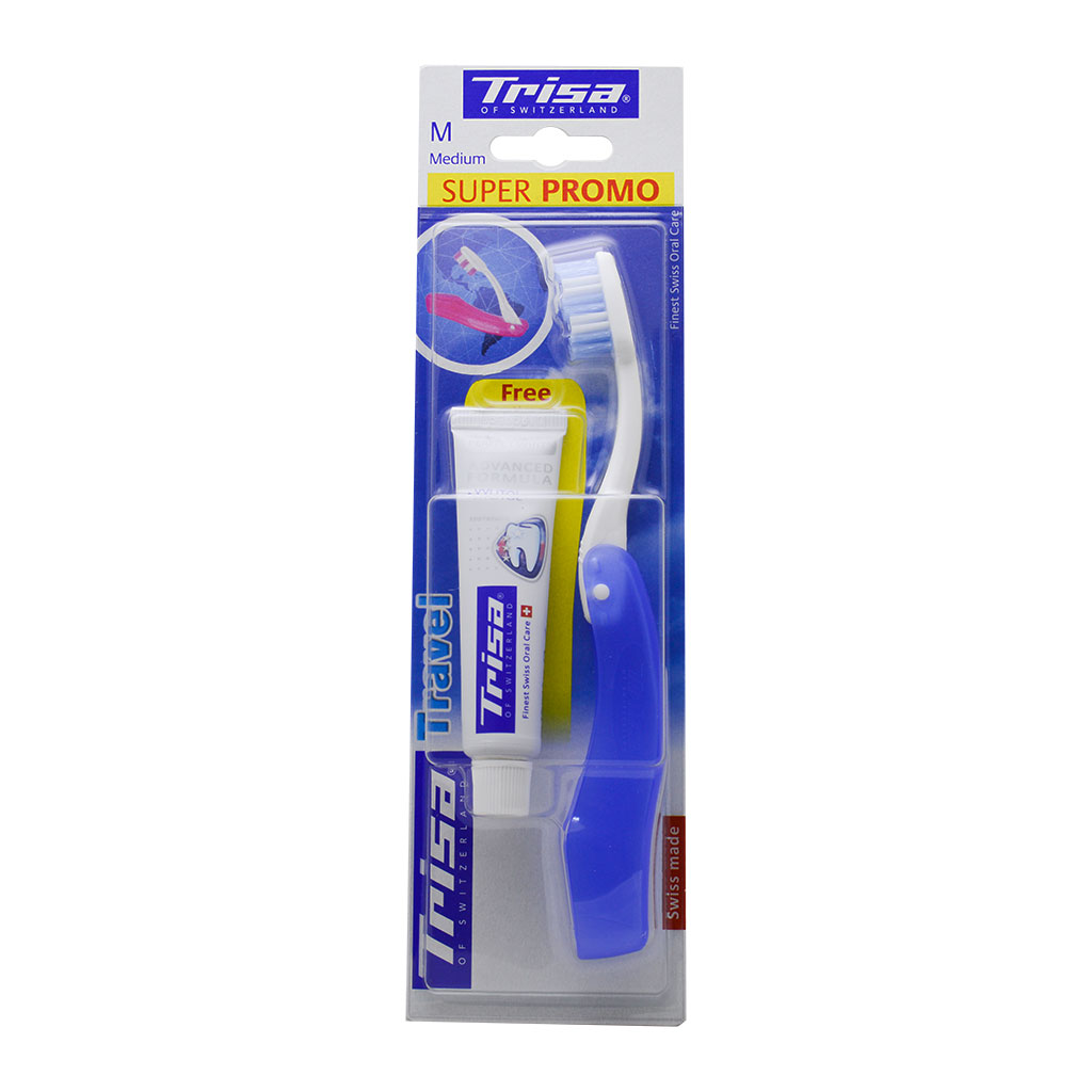 Trisa - Travel Tooth Brush Meduim With Toothpaste gift