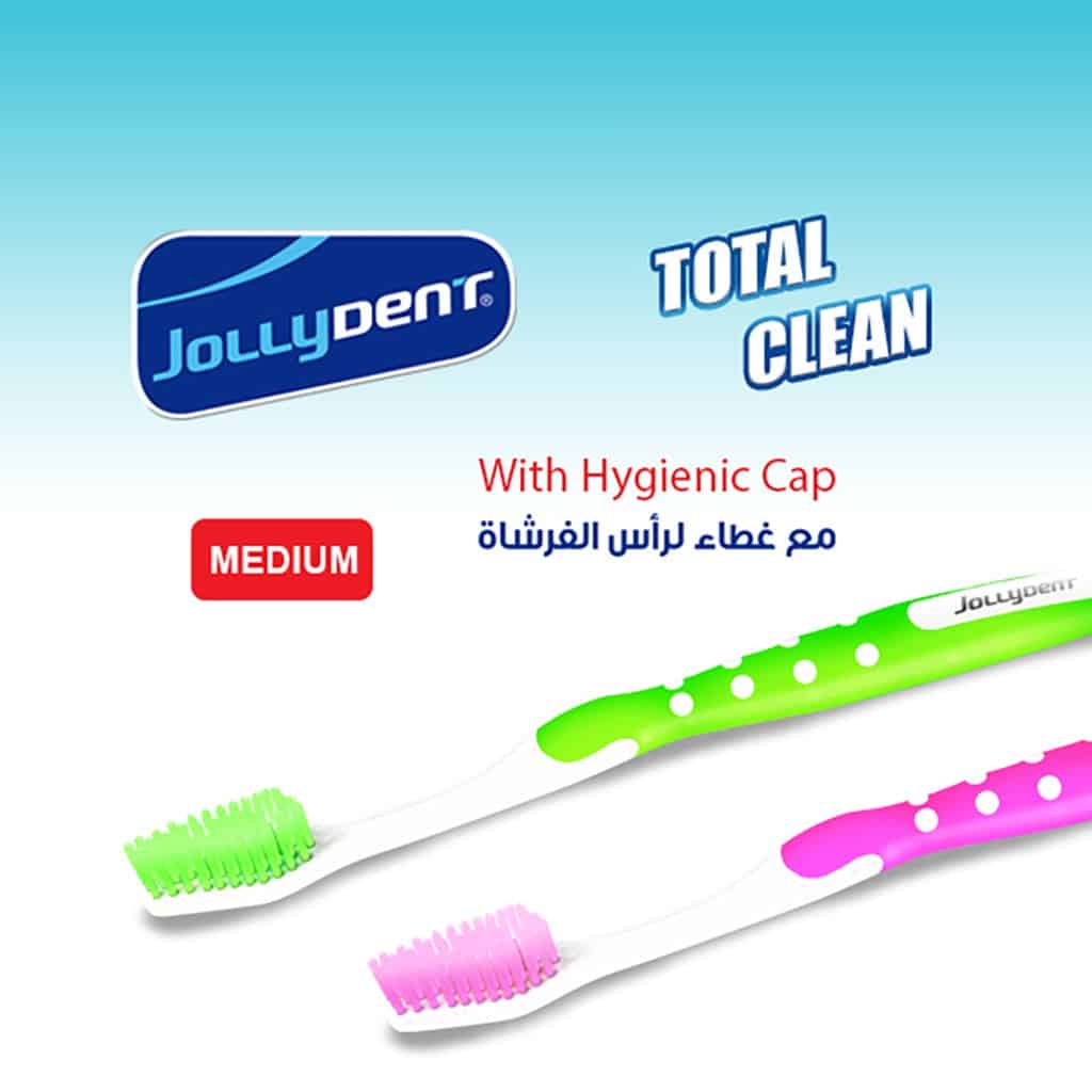 JollyDent - Total Clean EcoPack Tooth Brush with Hygienic Cap Meduim