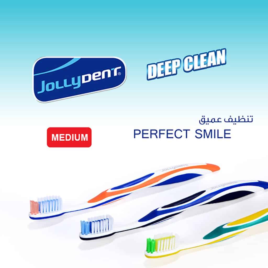 JollyDent - Deep Clean Tooth Brush 1+1 and Hygienic Cap Free Meduim