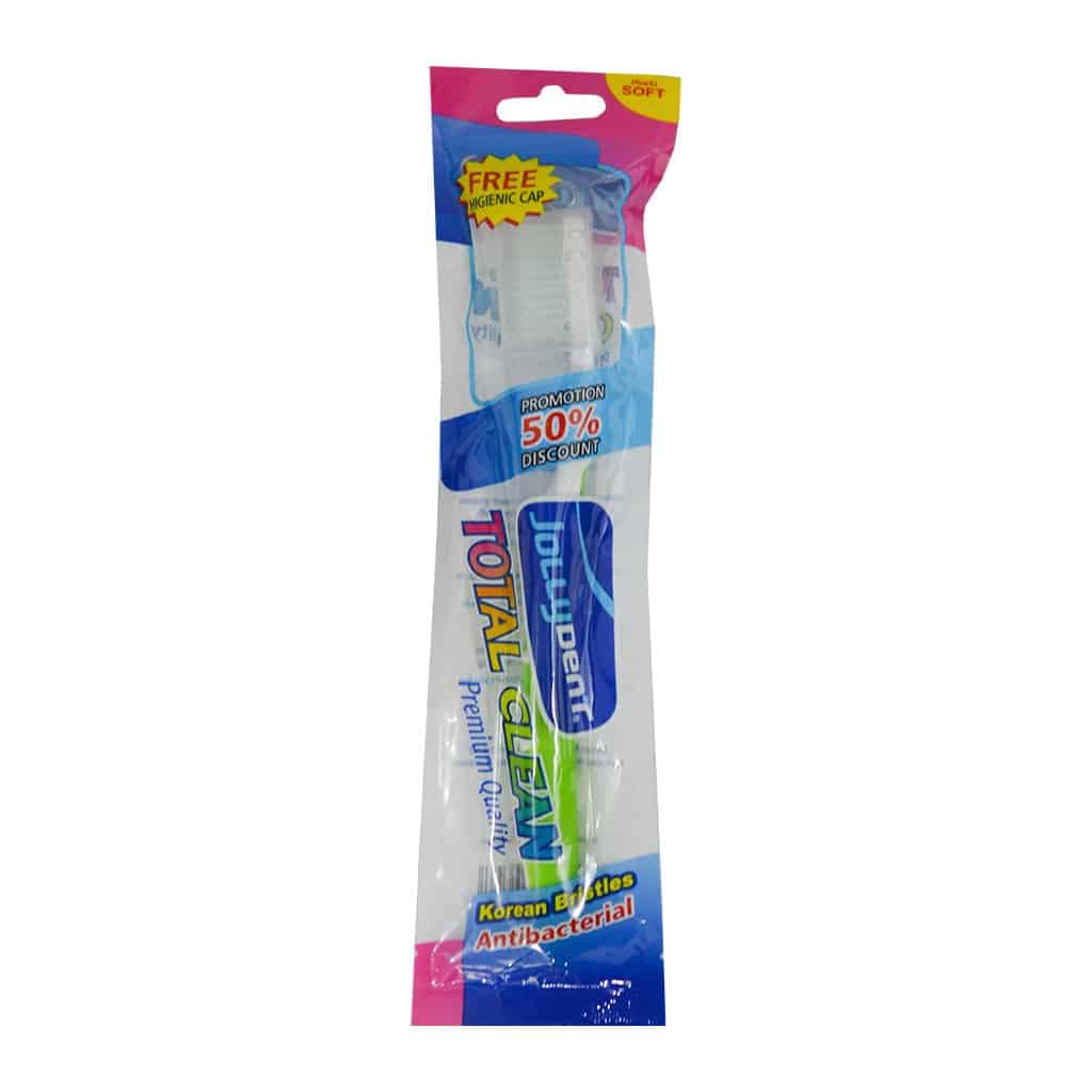 JollyDent - Total Clean Tooth Brush with Hygienic Cap Antibacterial Korean Bristles Soft