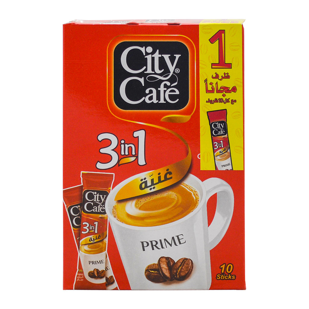 City Café - Prime 3in1 Coffee Creamer Sugar 10 Sticks + 1 Free