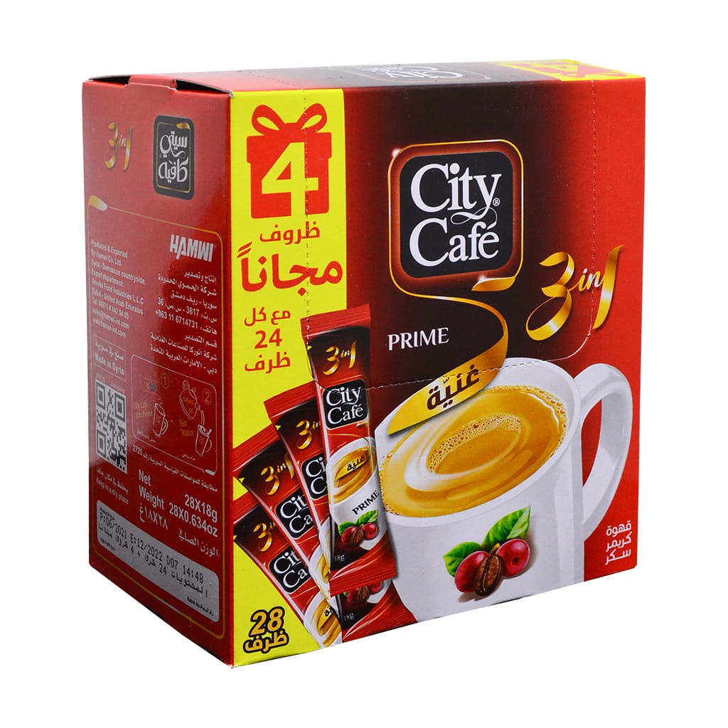 City Café - Instant Coffee Prime Coffee Creamer Sugar 3in1 24 Sticks + 4 Sticks Free