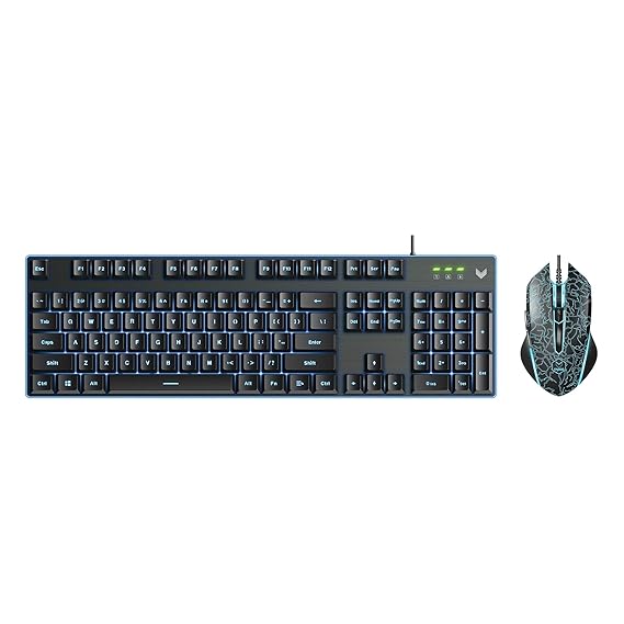 Rapoo - Gaming Desktop Set Wireless Backlite V100S Black-Blue