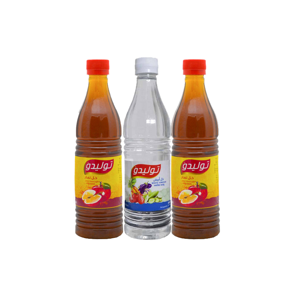 tolido - Apple Vinegar 500 ml 2 Pack + White Vinegar 500 ml