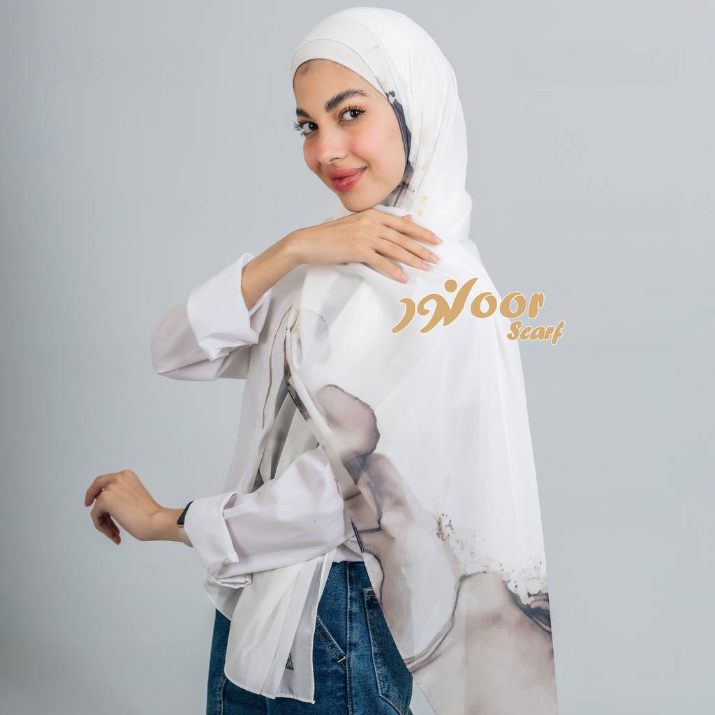 نور سكارف - شال كريب مطبع نقشات