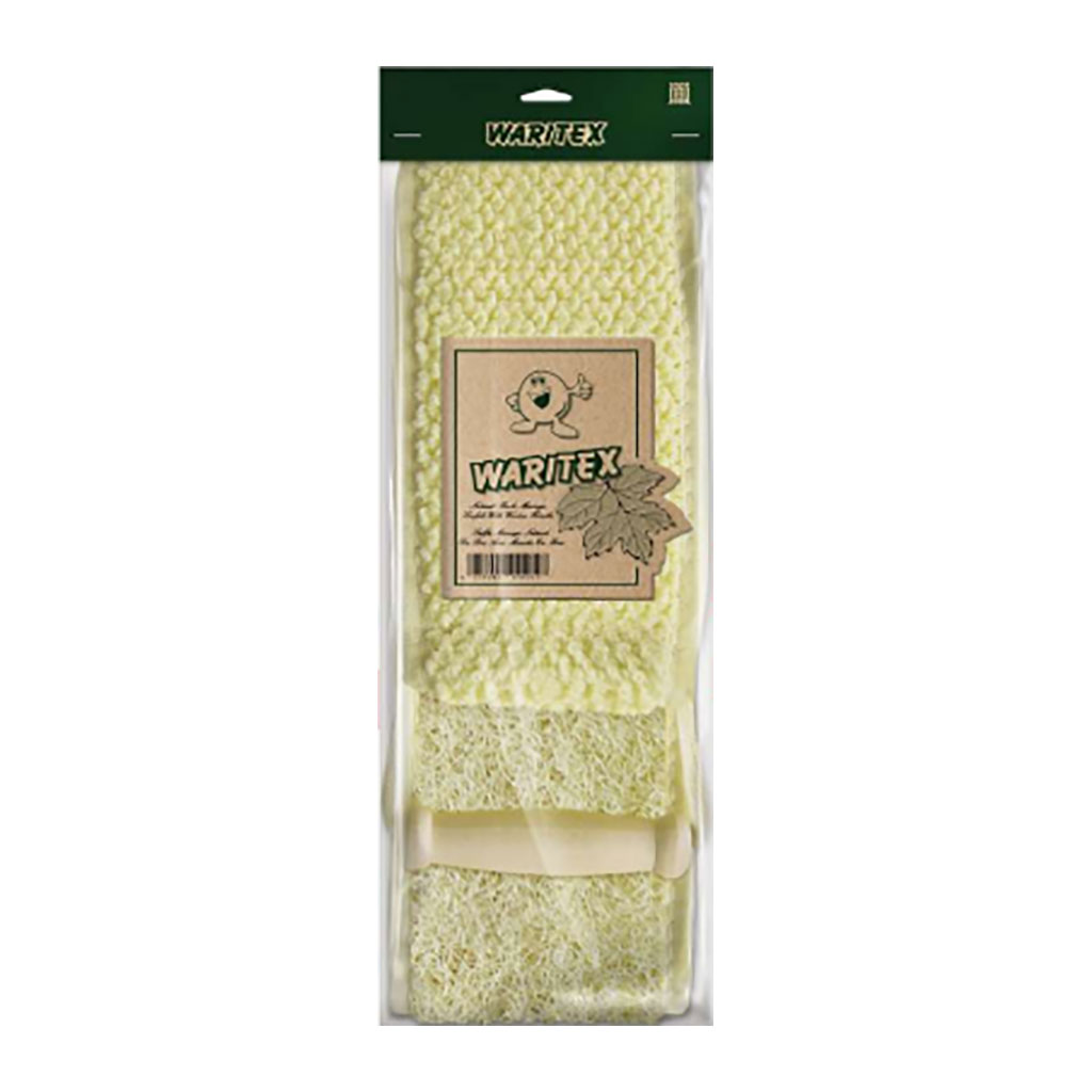 Waritex - Back loofah & Massage Strap with wood handle