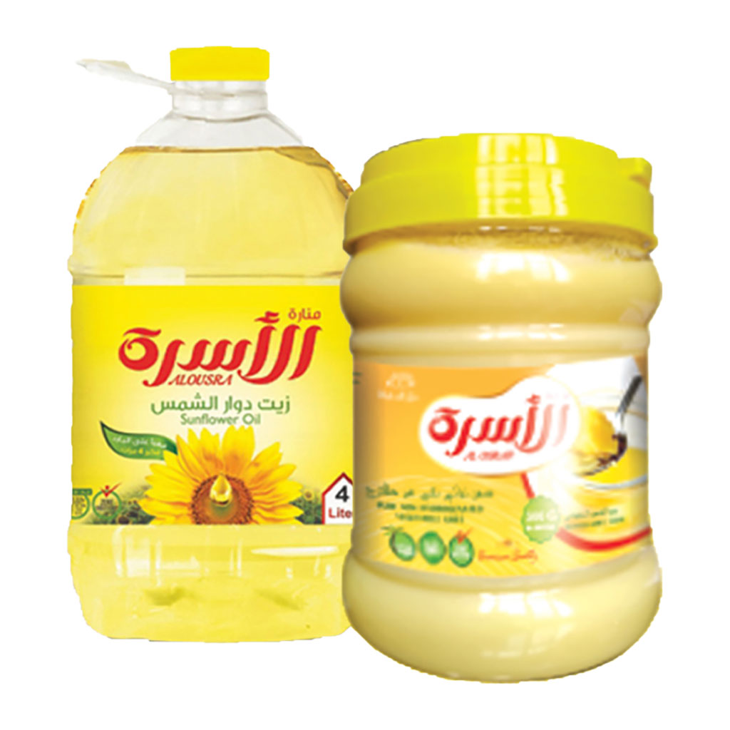 الأسرة - زيت دوار الشمس 4 لتر  + سمنة نباتية 2 كغ
