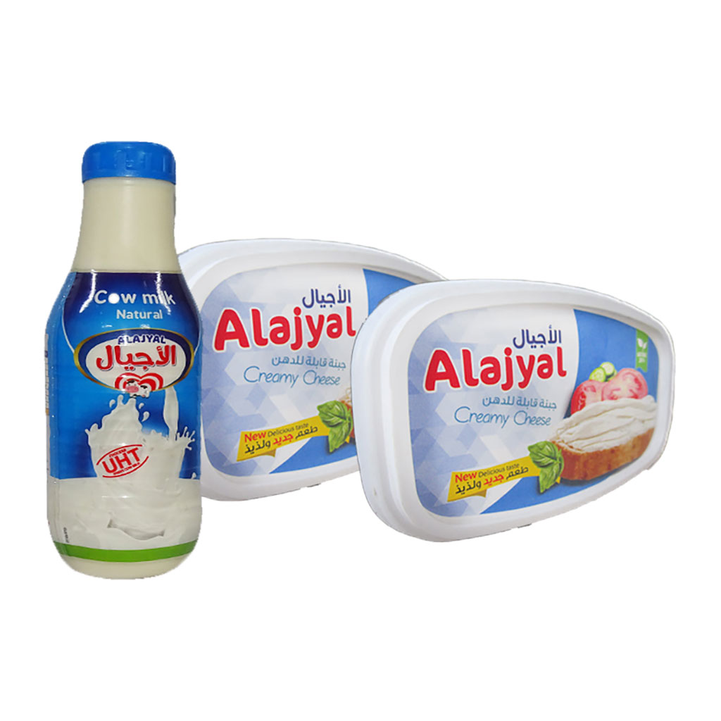 alAjyal - Cheese 250 Grams 2 pcs + Milk 500 ml Free