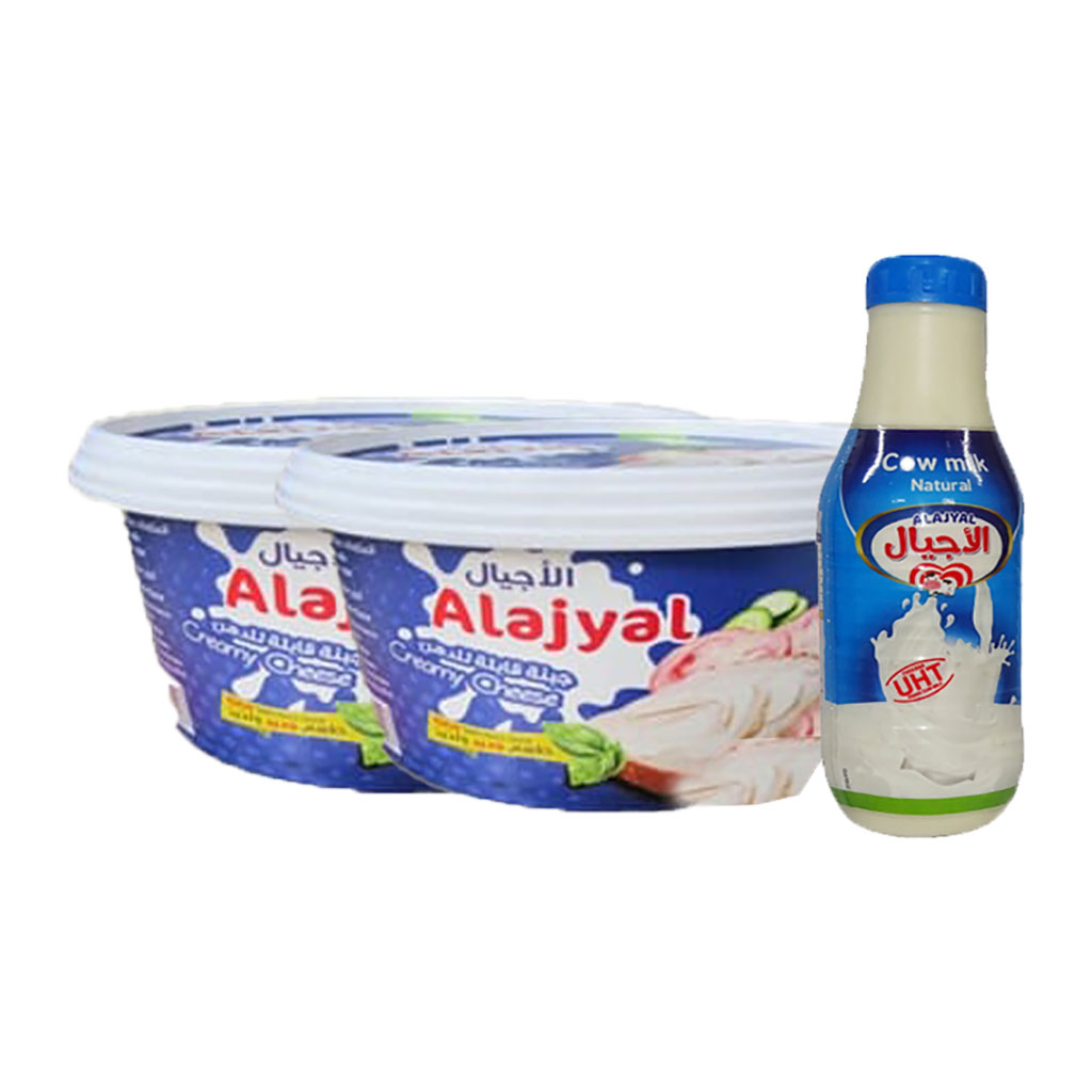 alAjyal - Cheese 350 Grams 2 pcs + Milk 500 ml