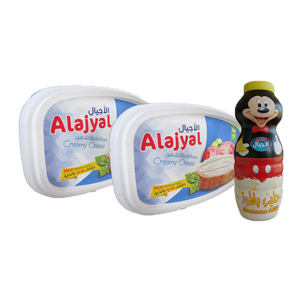 alAjyal - Cheese 250 Grams 2 pcs + Free Mickey Mouse Milk 1 Pack Free