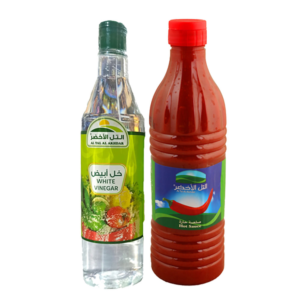 alTal alAkhdar - White Vinegar 1 Liter + Hot Sauce 790 Grams