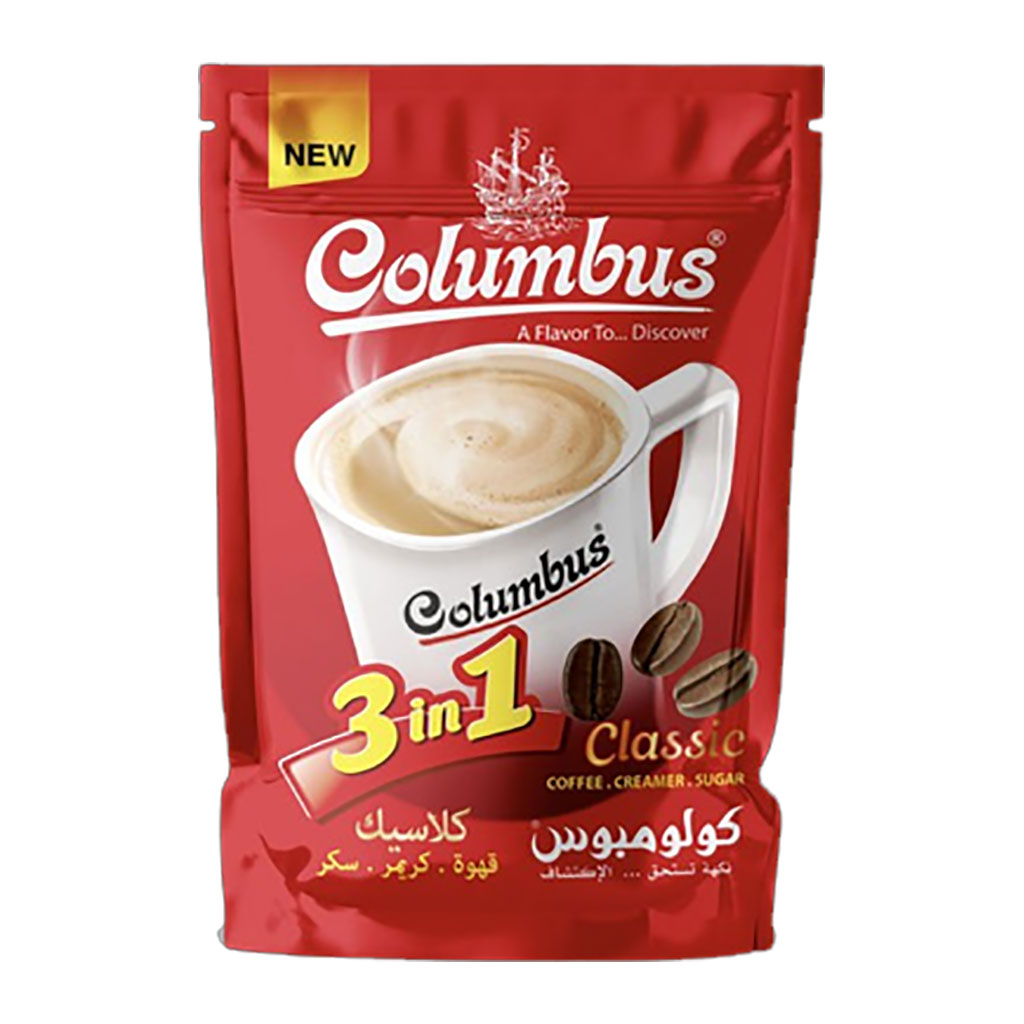 Columbus - 3 in 1 Instant Coffee Creamer Sugar Sachet 250 Grams