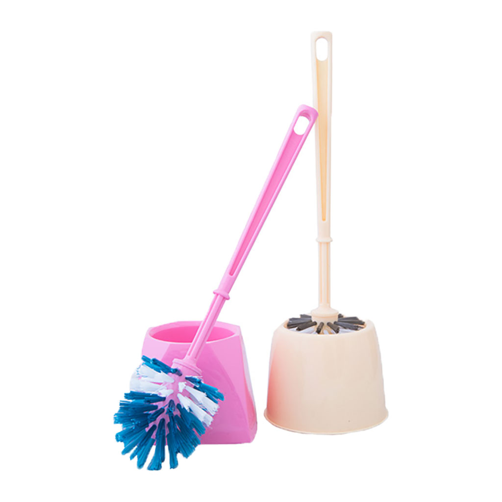 Plastic Toilet Cleaner Brush With Holder Set Of 2 Pcs