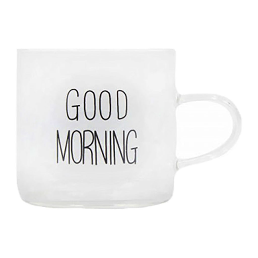 GOOD MORNING Pyrex Transparent Mug Small
