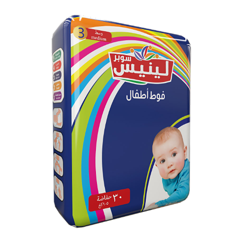 Super Leanness - Baby Diapers Economical  Medium 5-9 Kg 30 pcs