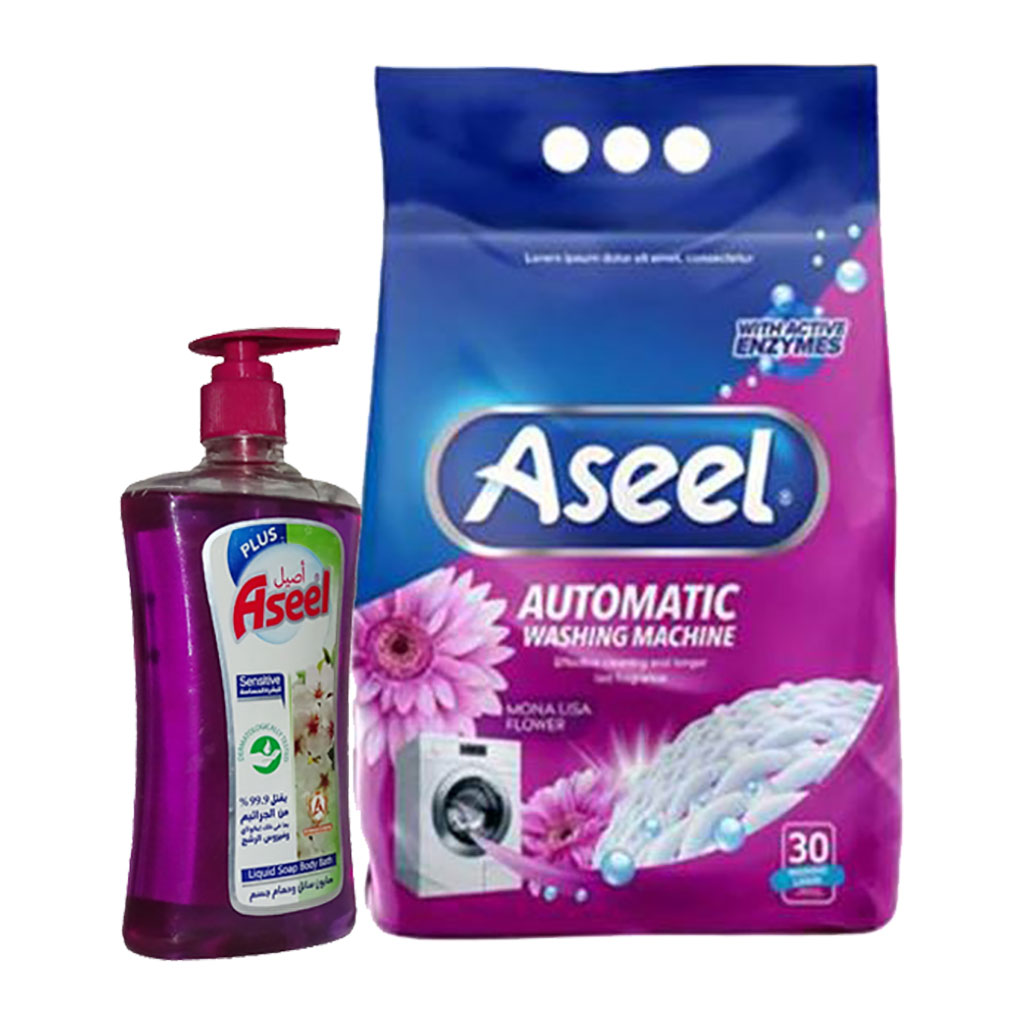 Aseel - Automatic Machine Detergent 2 Kg + Liquid Soap 400 ml