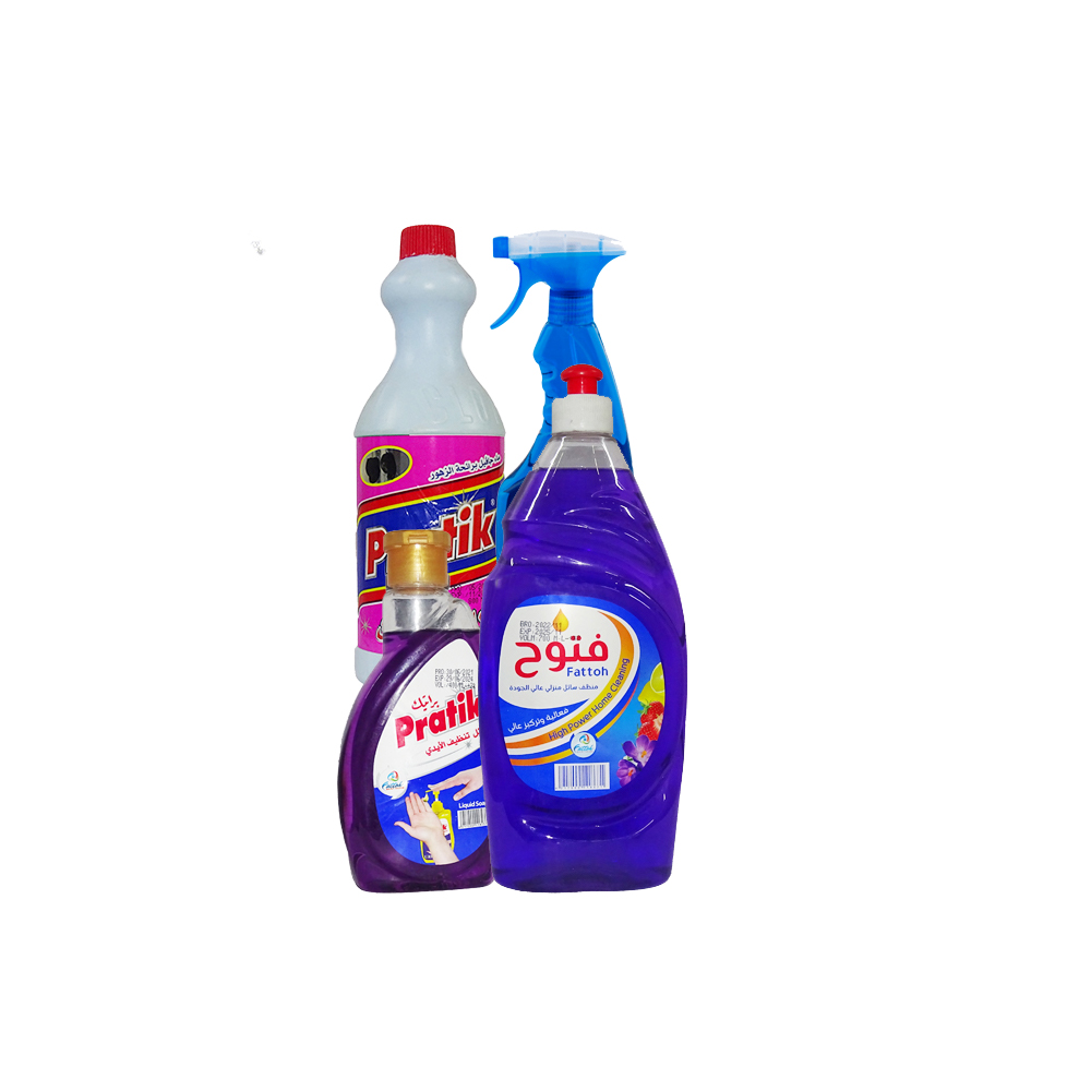 Liquid Saop Pratik + Liquid Fattoh +Glass Cleaner +Chlore Pratik