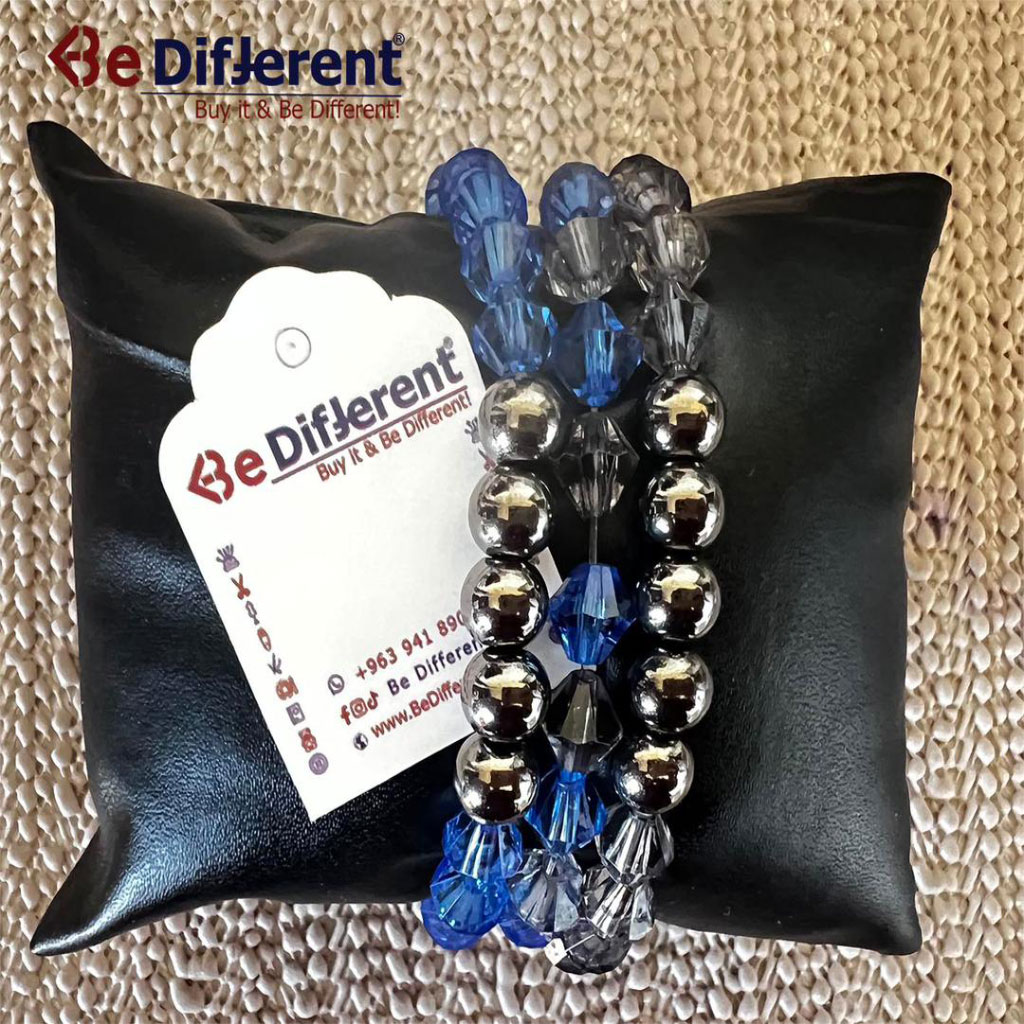 Be Different - 3 Large Plastic Crystal Bracelets with Pearls Silver 2