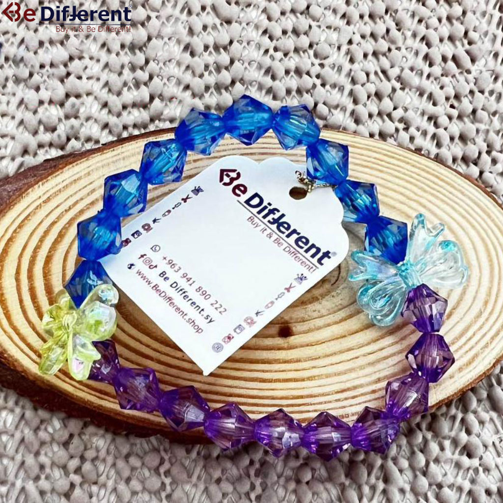 Be Different - Plastic Large Crystal Bracelet Indigo & Mauve with Ripon