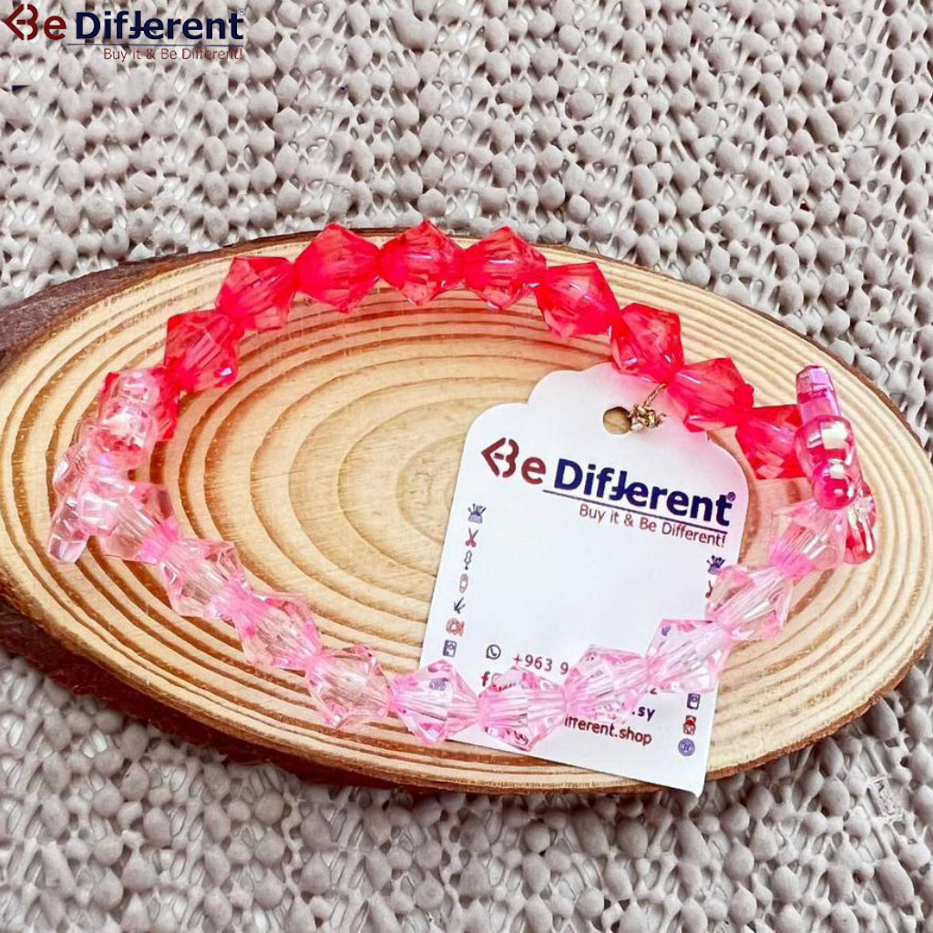 Be Different - Plastic Large Crystal Bracelet Pink Fuchsia with Ripon
