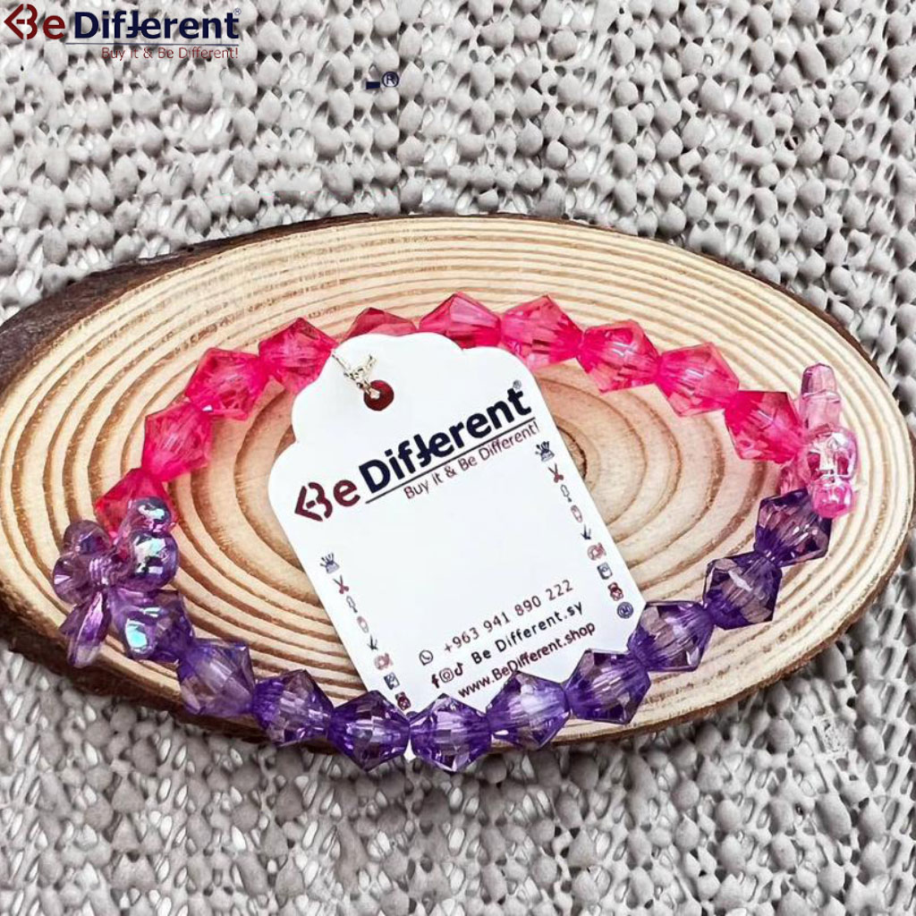 Be Different - Plastic Large Crystal Bracelet Fuchsia Mauve with Ripon