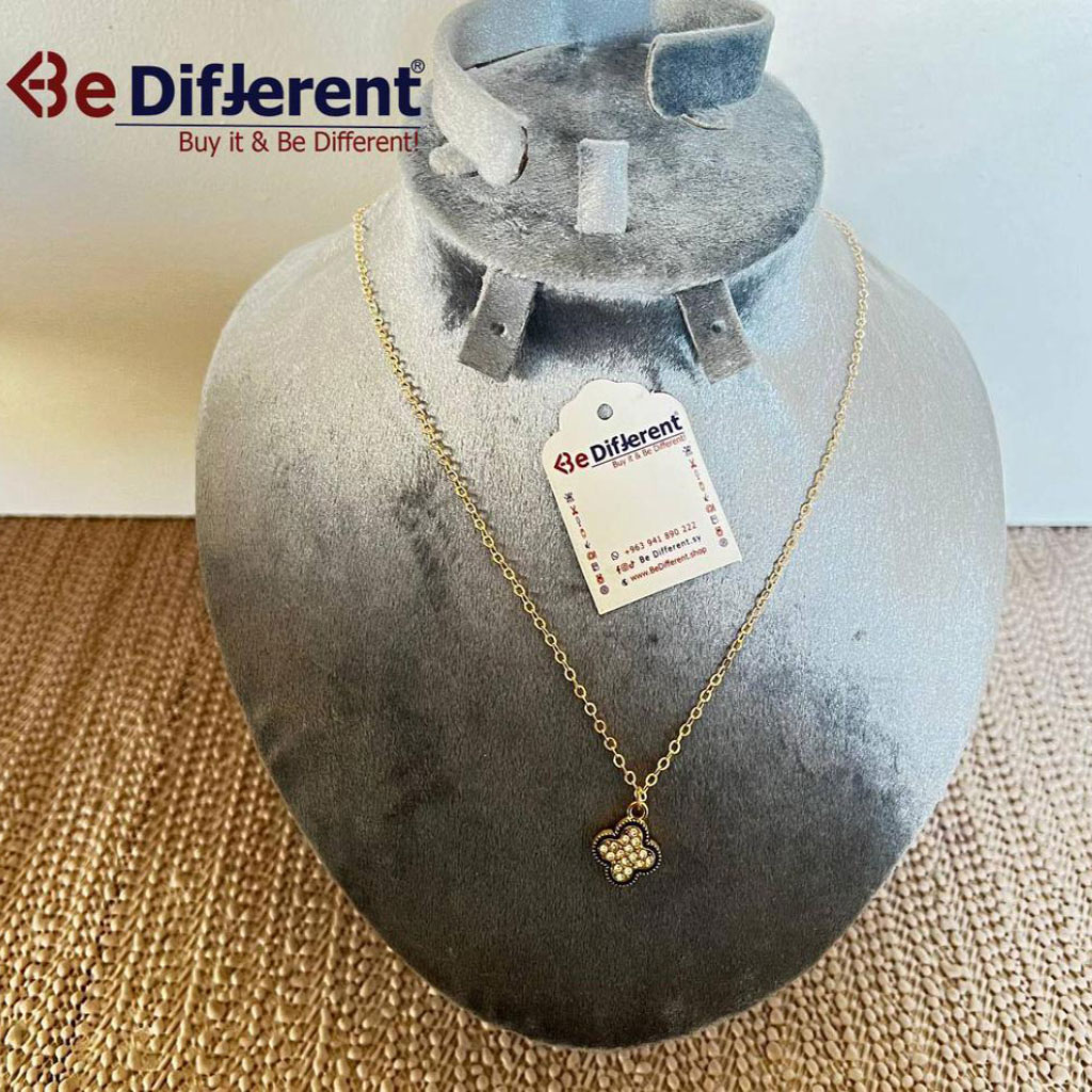 Be Different - Golden Steel Necklace with LV Small Diamonds