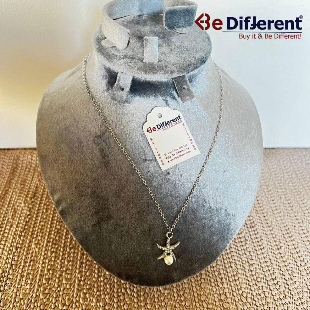 Be Different - Silver Steel Necklace with starfish & Pearls