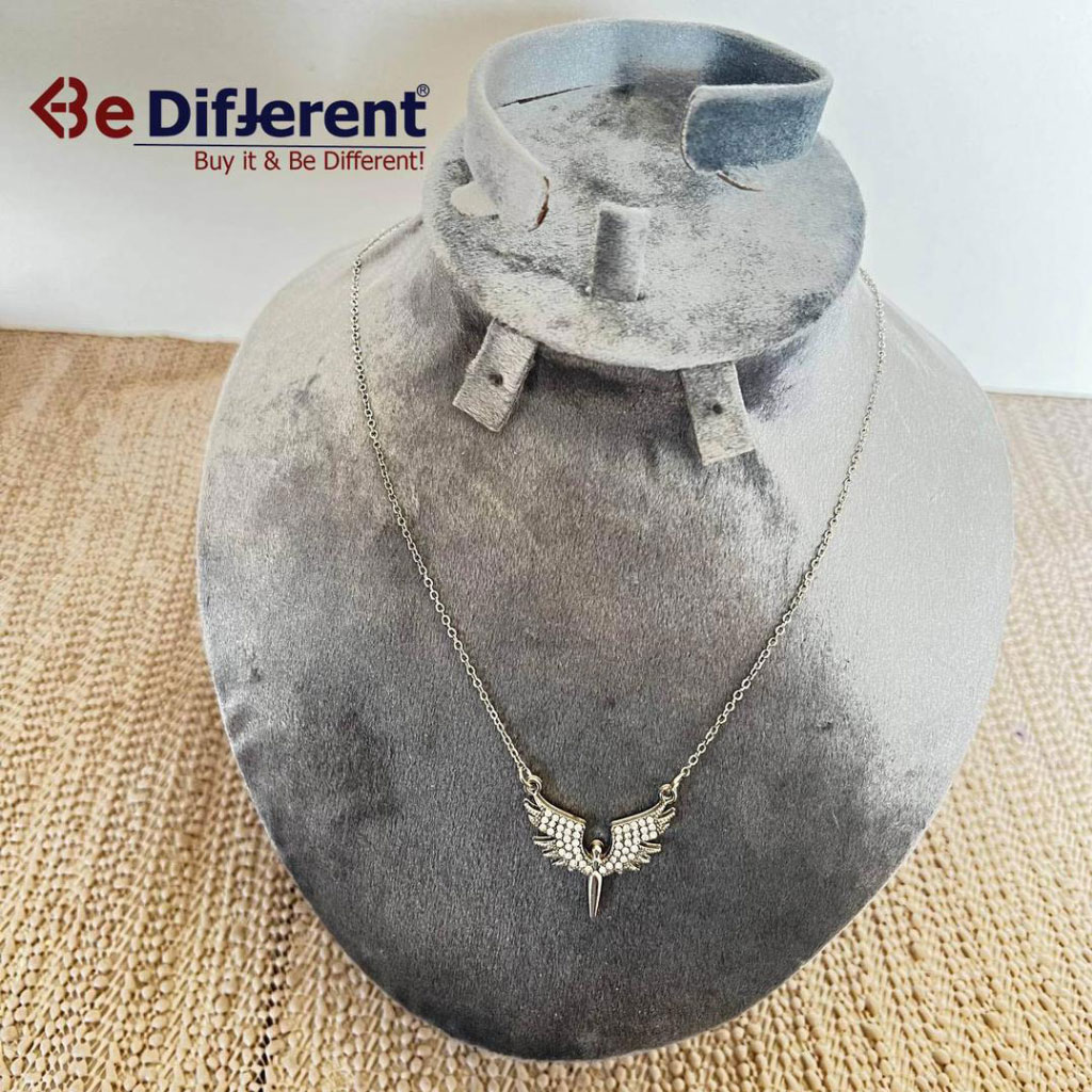 Be Different - Silver Steel Necklace with Diamond Phoenix