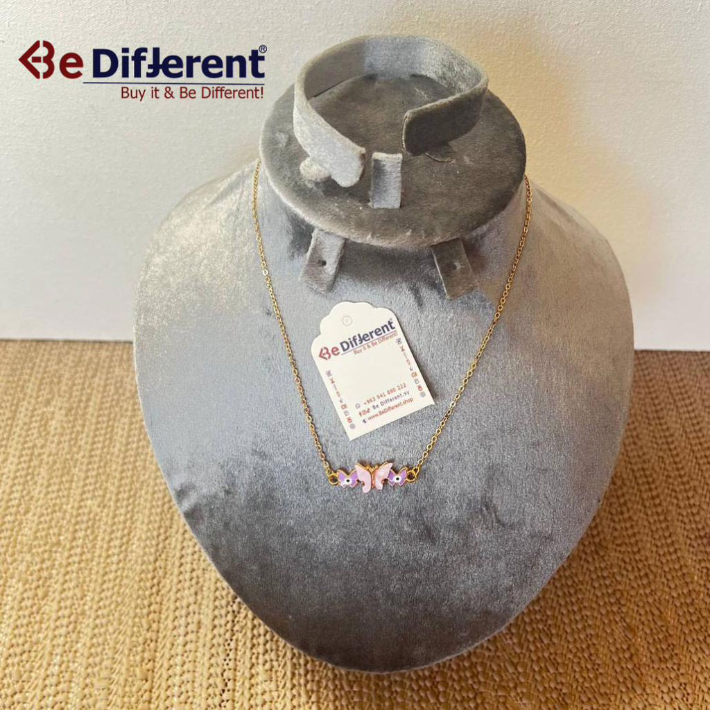Be Different - Golden Steel Necklace Butterfly Mauve