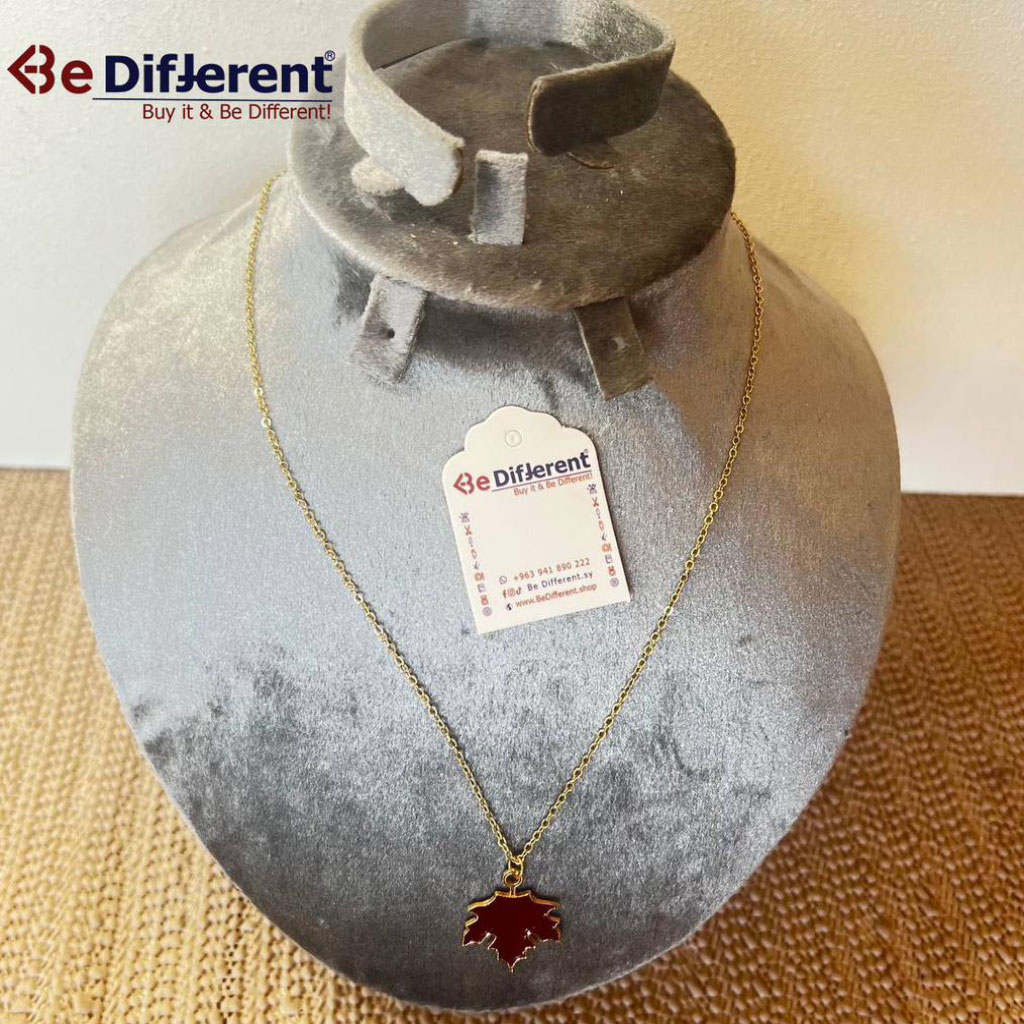 Be Different - Golden Steel Necklace Autumn leaf