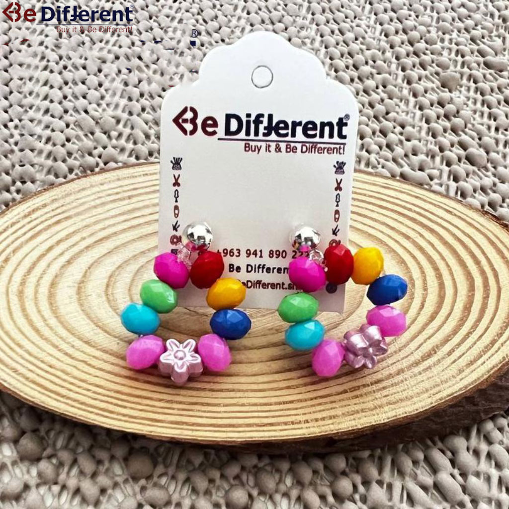 Be Different - Plastic Crystal Earrings with Star Pink