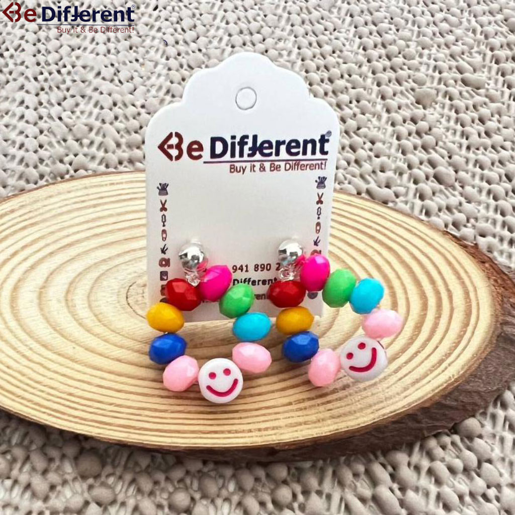 Be Different - Plastic Crystal Earrings with Smiling face