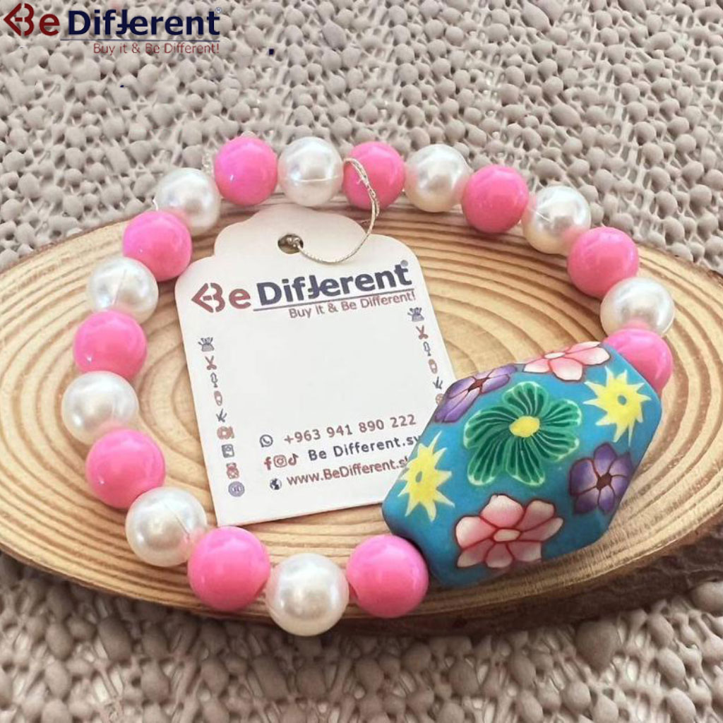 Be Different - Pink & white Pearls Bracelet with Stone
