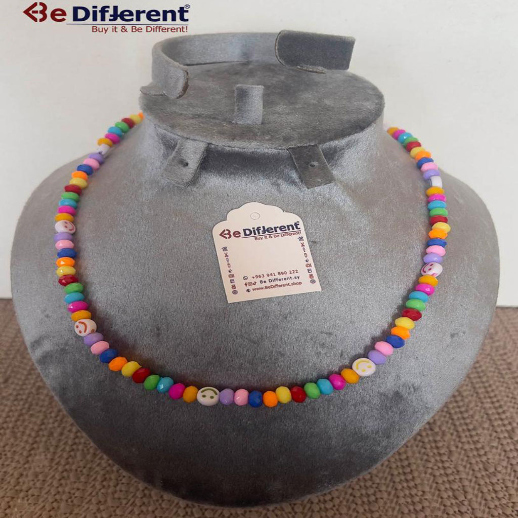 Be Different - Plastic Crystals Necklace with Smiling face