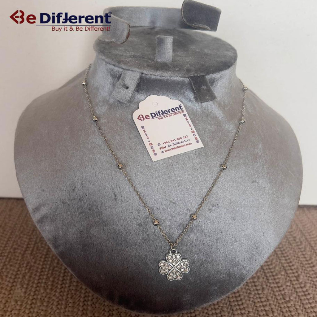 Be Different - Steel Necklace Silver with Flower LV Diamond